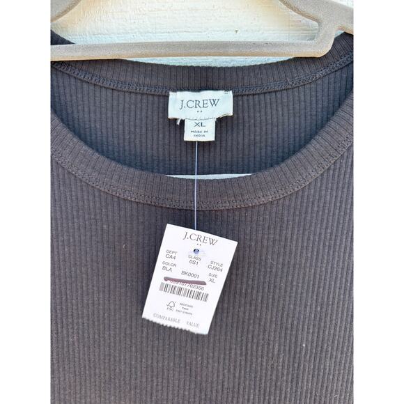 NWT J.Crew Ribbed High Neck Mixed Knit Dress, Black, Sz XL - Picture 3 of 6